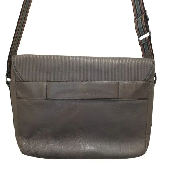 FOSSIL GREENVILLE Gray Leather Travel Courier Messenger Bag - Picture 5 of 11